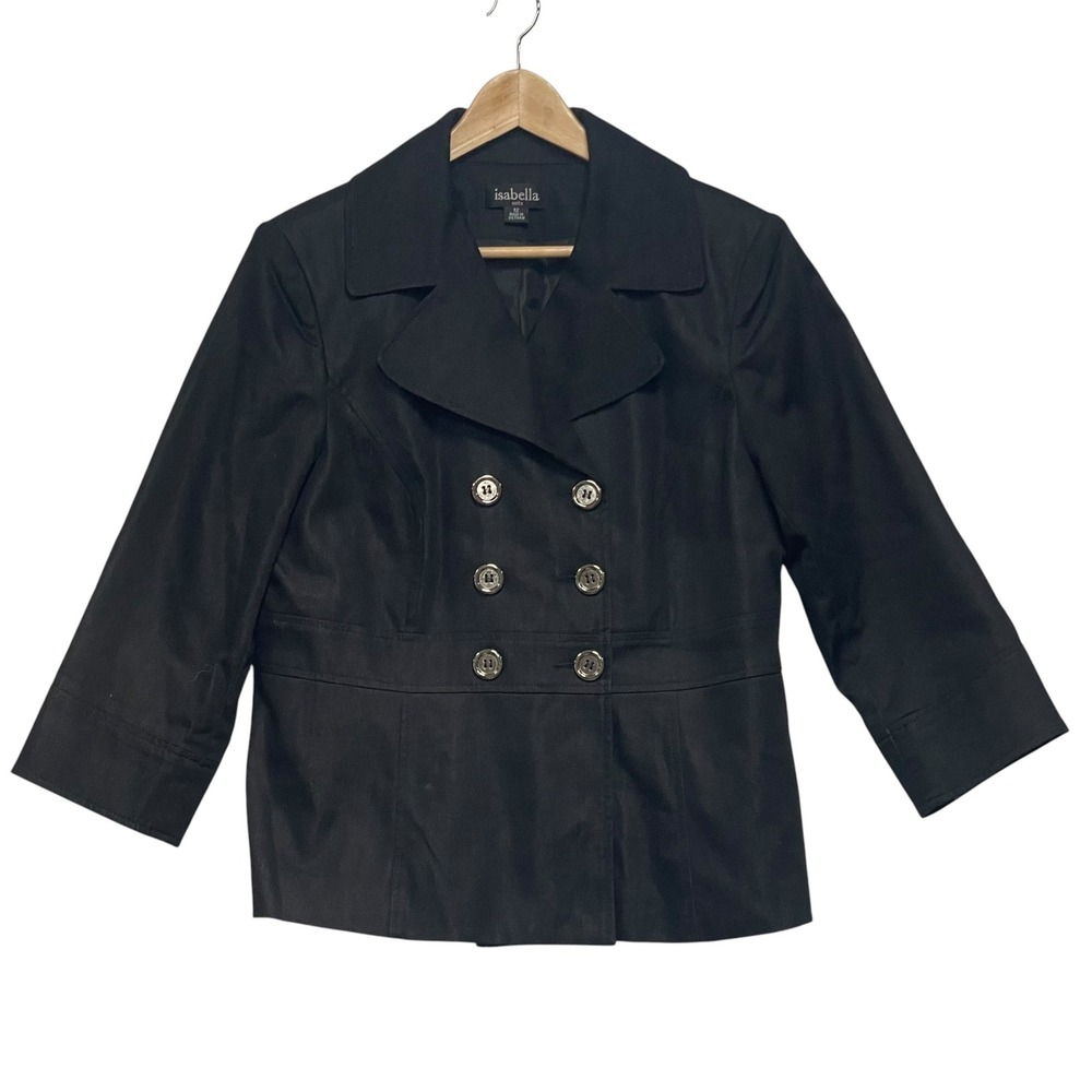 Isabella Suits Black dark denim Double Breasted Blazer Jacket Size 12
